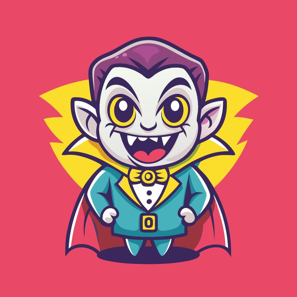 Adorable Dracula Character Illustration A Charming Undead Vamp with a Cute Twist vector