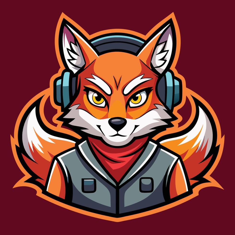 Vibrant Gamer Fox Character Cartoon Illustration for Gaming Logos vector