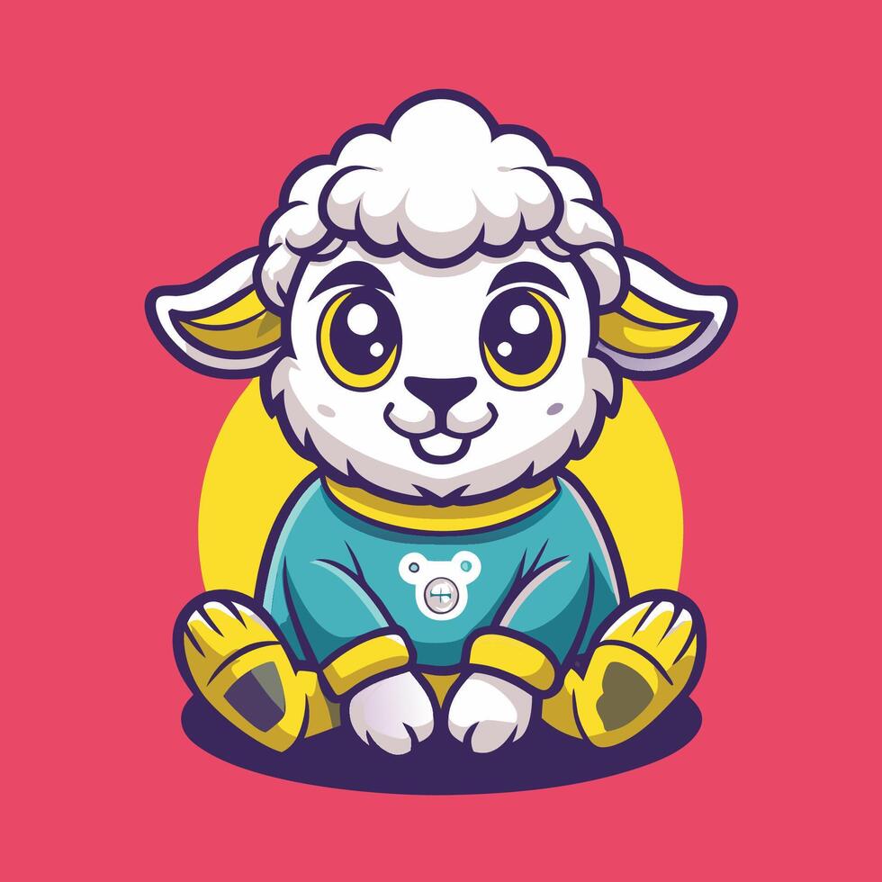 Sitting Sheep in a Cartoonish Style for Illustrations vector