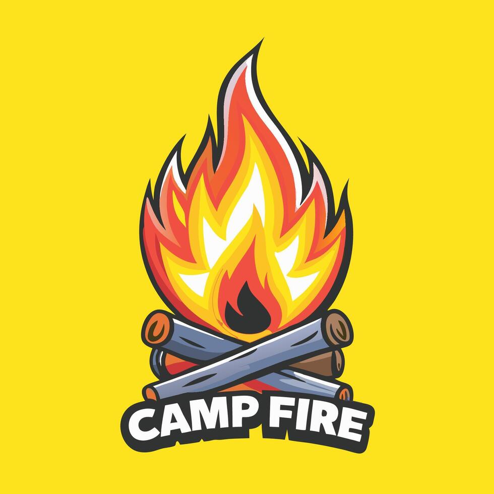 Cartoon Campfire Character with Burning Flames and a Friendly Smile vector