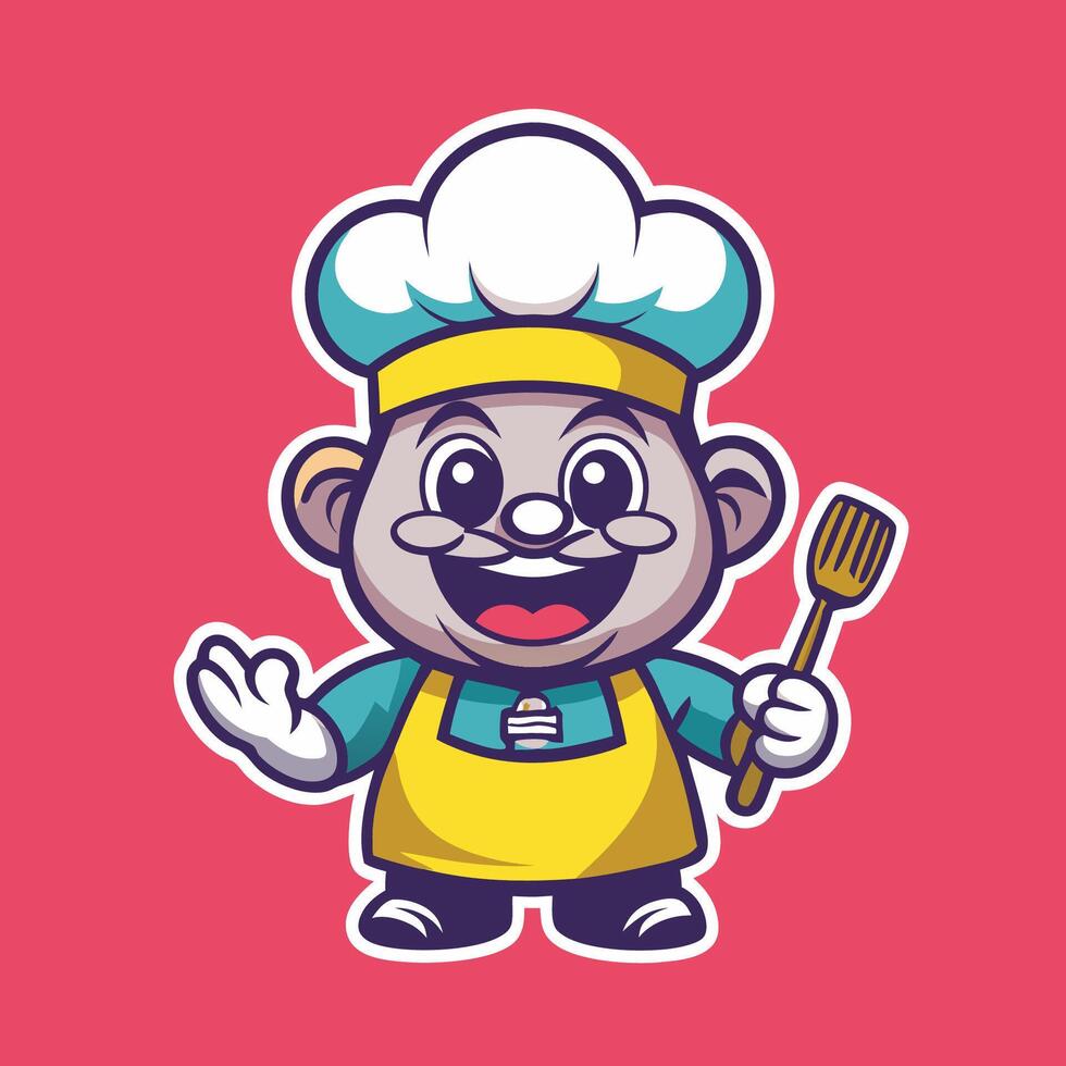 Cartoon Chef Mascot Character Illustration for Kids vector