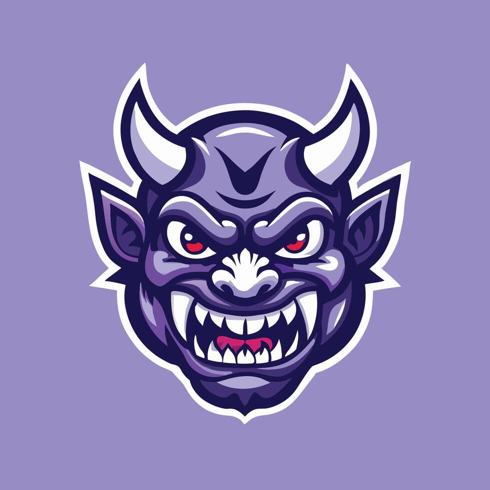 Red Cartoon Style Devil Face Mascot with a Wicked Grin vector