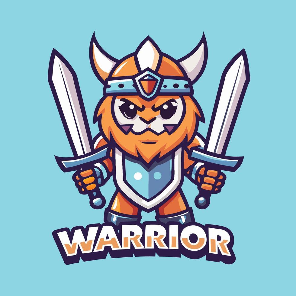 Adorable Warrior Mascot with a Cute Cartoonish Appearance Exuding Strength and Charm vector