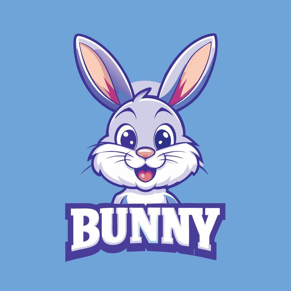 Cute Bunny Mascot Cartoon Character Illustration in Stylized Design vector