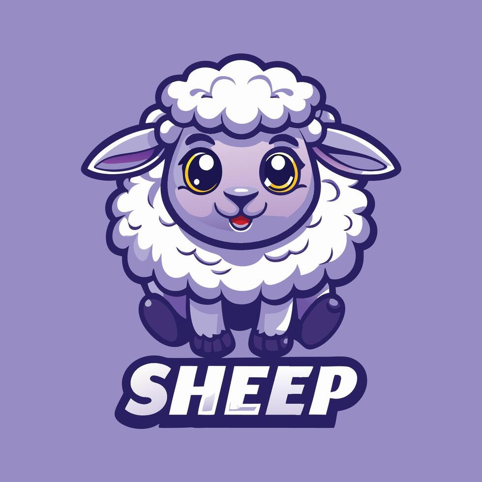 Adorable Cartoon Sheep Mascot with Expressive Eyes and a Playful Grin vector