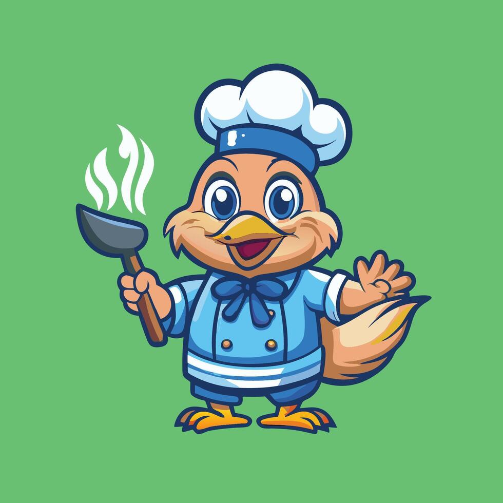 Chick Chef Mascot Illustration A Delicacy for Foodie Fans vector