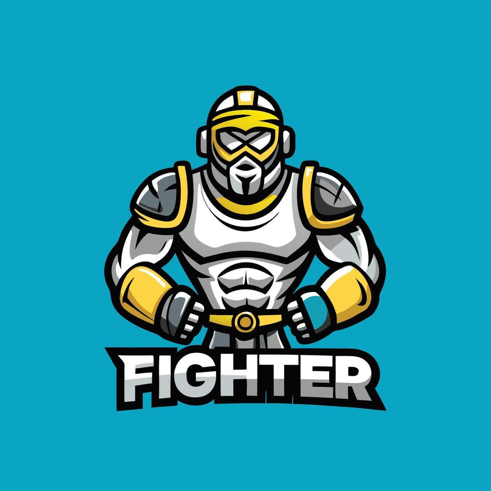Cartoon Fighter Mascot Logo Illustration Fierce and Determined vector