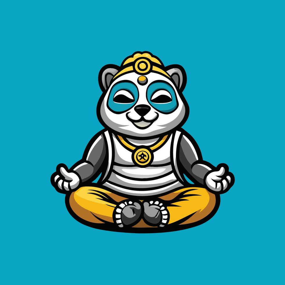 Logo Illustration of a Meditating Orange Mascot Cartoon with Headphone vector