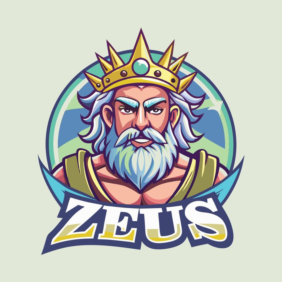 Majestic King Zeus Mascot Emblem in Dynamic Graphic Style vector