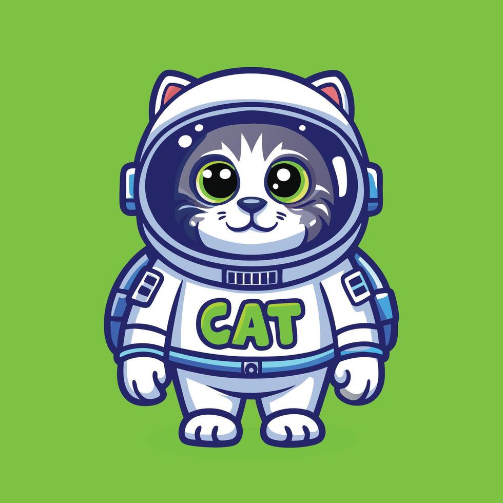 Cartoon Cat Mascot Embarks on an Astronaut Adventure in Space vector