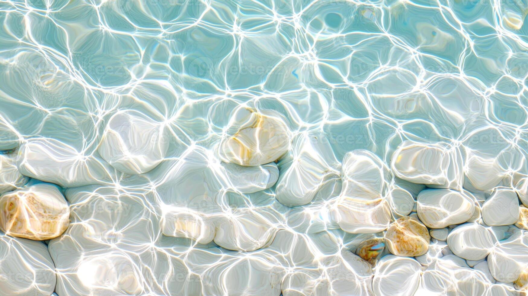 Sunlight reflecting on a ripple turquoise clear water surface creating beautiful patterns, perfect for summer pool and travel themes photo