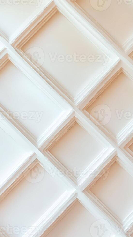 White rhombus geometric pattern decorating a wall, adding a touch of elegance and sophistication interior to design. Vertical format abstract photo