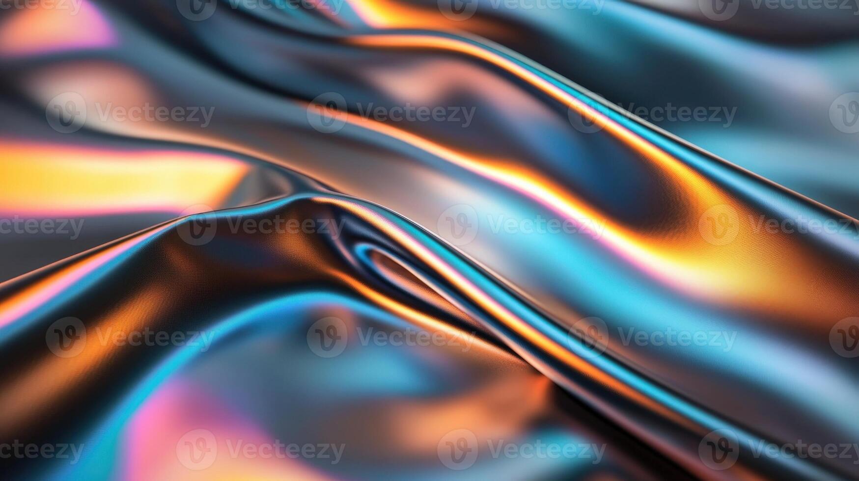 Abstract Crumpled holographic foil generating iridescent, shimmering surface with dynamic metallic texture colors pattern light in vibrant abstract reflecting background, 4K photo