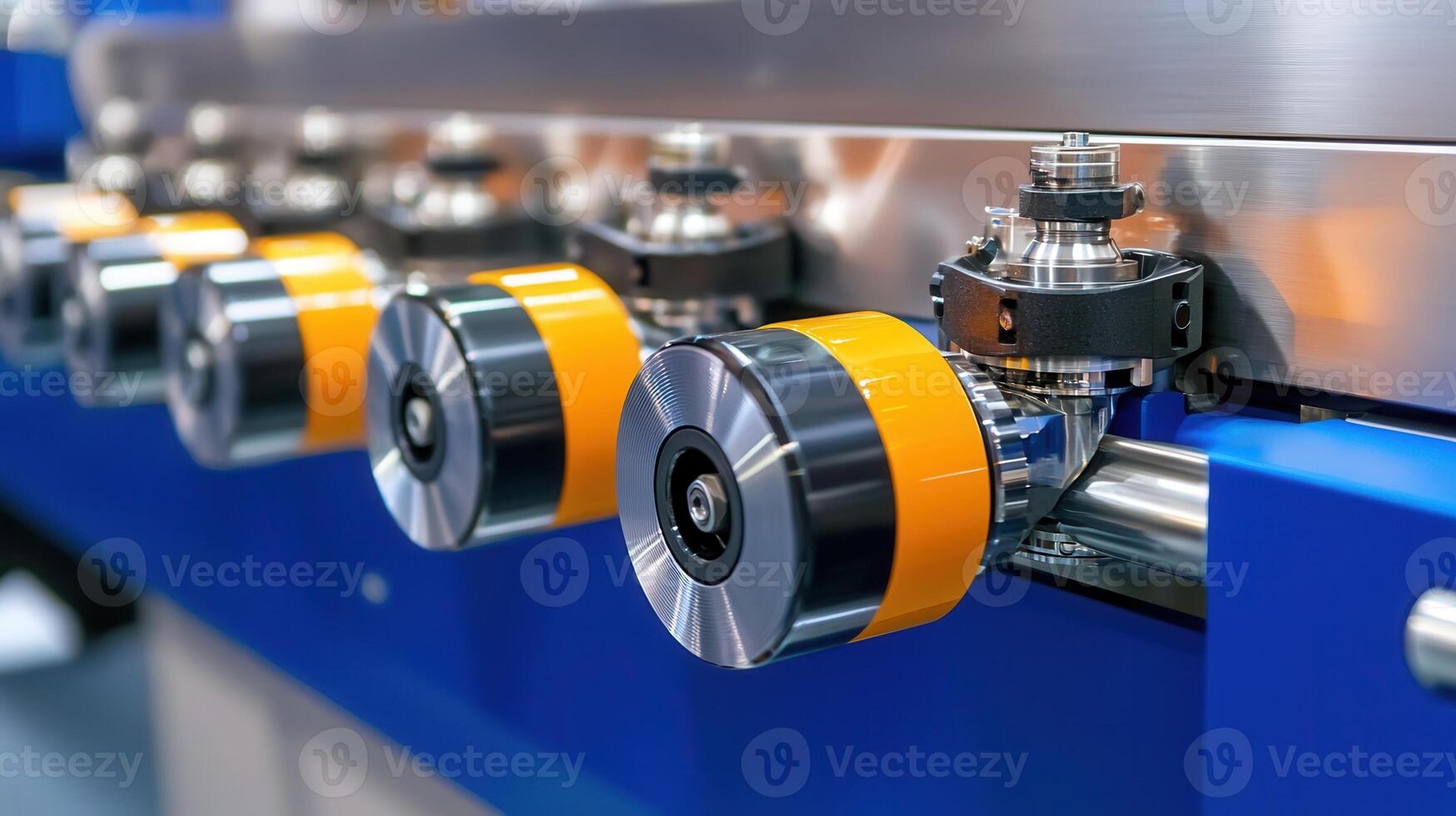 Colorful vinyl rolls resting on soft bokeh illuminating textured materials in warm lighting Modern printing plant, professional press photo