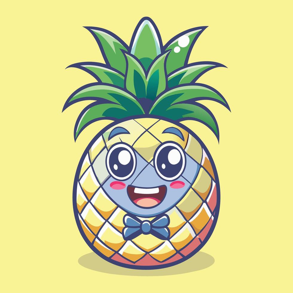 Adorable Cartoon Pineapple Character with a Friendly Smile vector