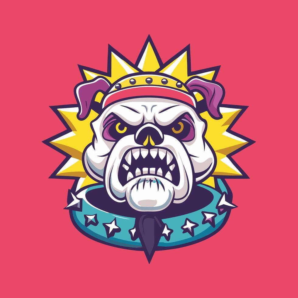 Rock Star Bulldog Mascot Skull Head Graphic for Branding and Design vector