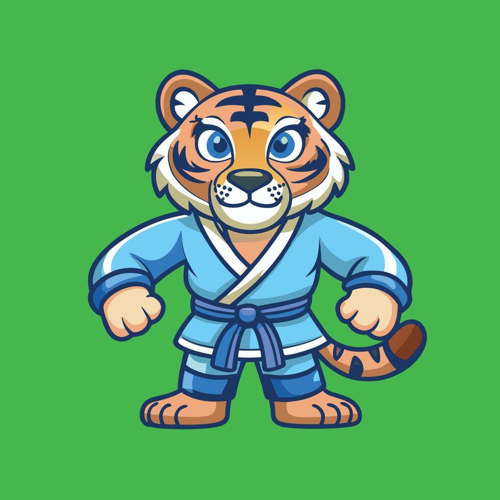 Dynamic Tiger Karate Mascot Character in Format vector