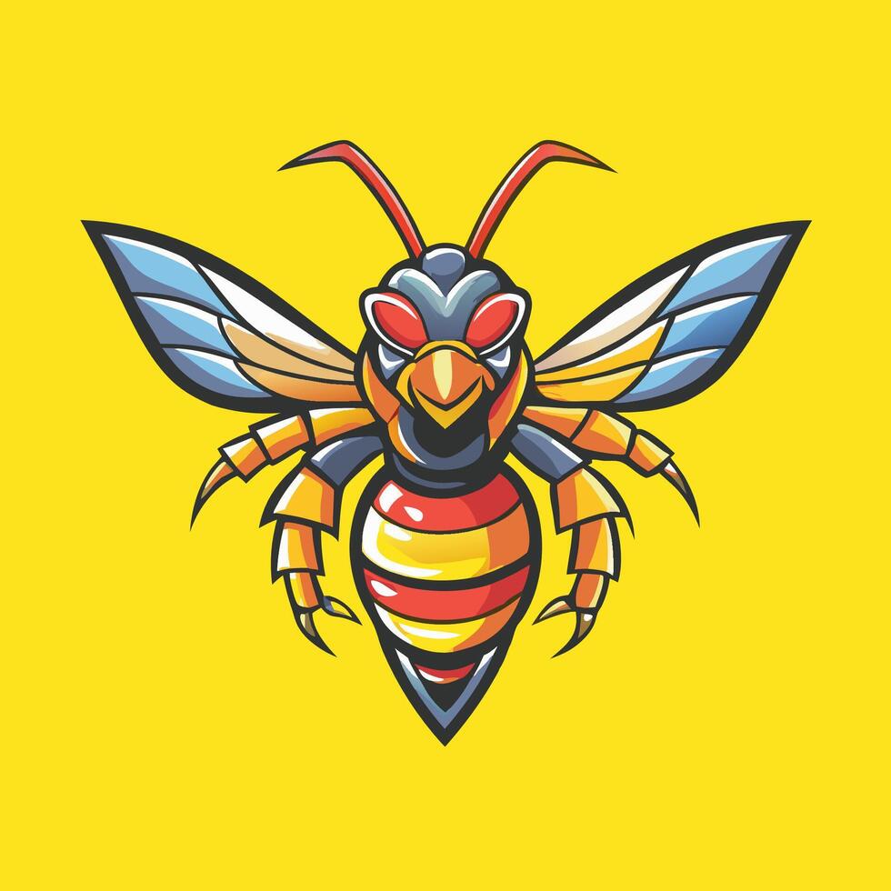 Colorful and Gradient Illustration of a Hornet with Intricate Details vector