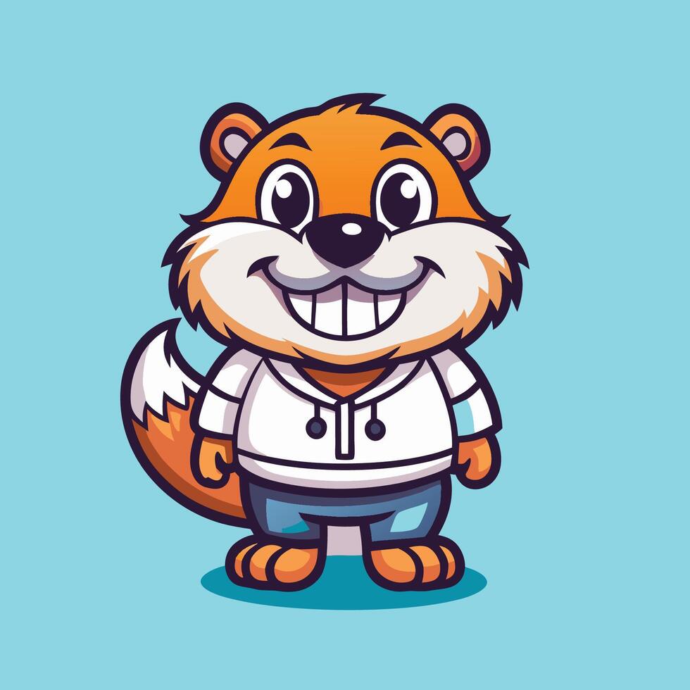 Cute and Adorable Beaver Sitting in a Mascot Logo Design vector