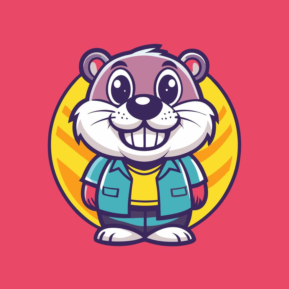 Adorable Beaver Character Mascot Cartoon Illustration vector