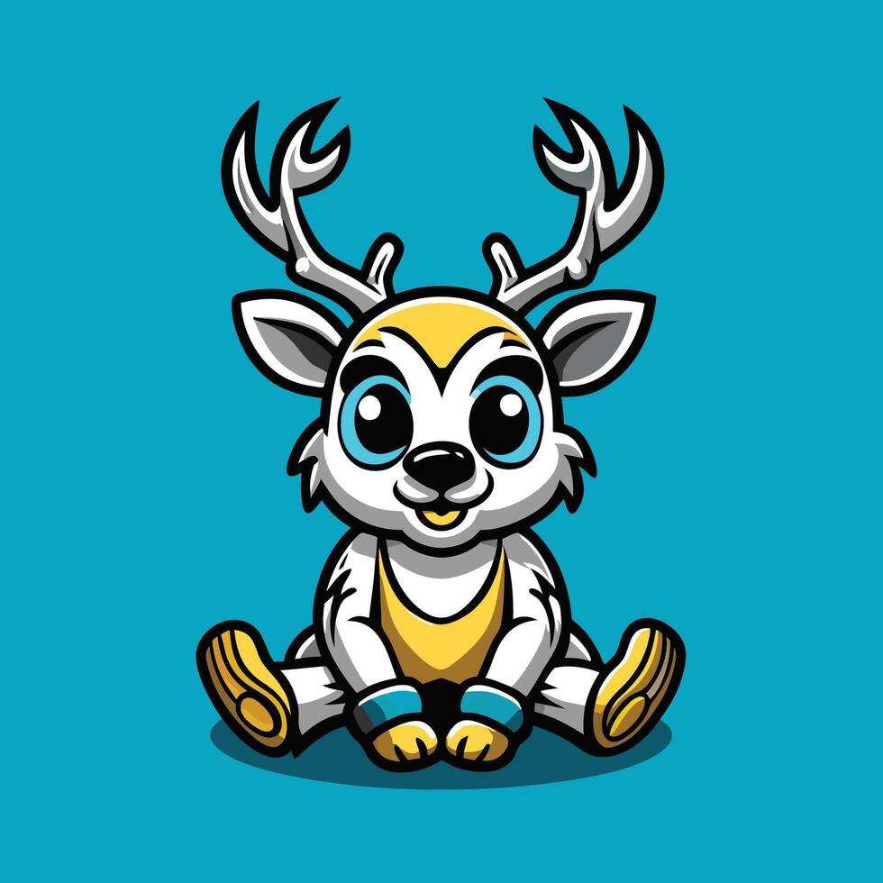 Cute and Cartoonish Mascot Character of a Sitting Deer Logo vector