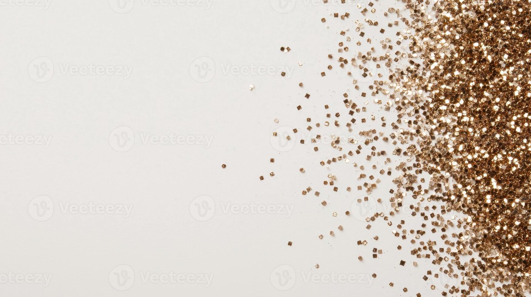 Shimmering golden glitter dusting white background, evoking celebratory glamour Copy space for text photo