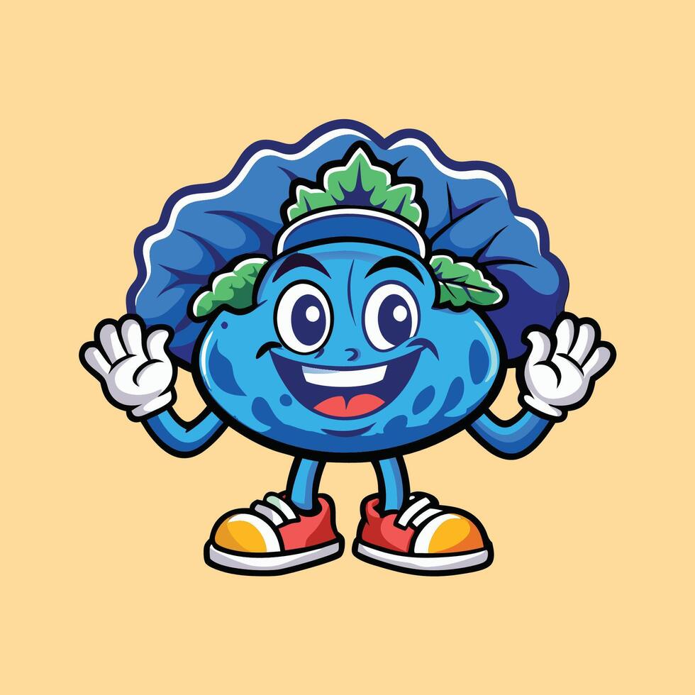 Vibrant Green Lettuce Mascot Character with a Friendly Smile vector