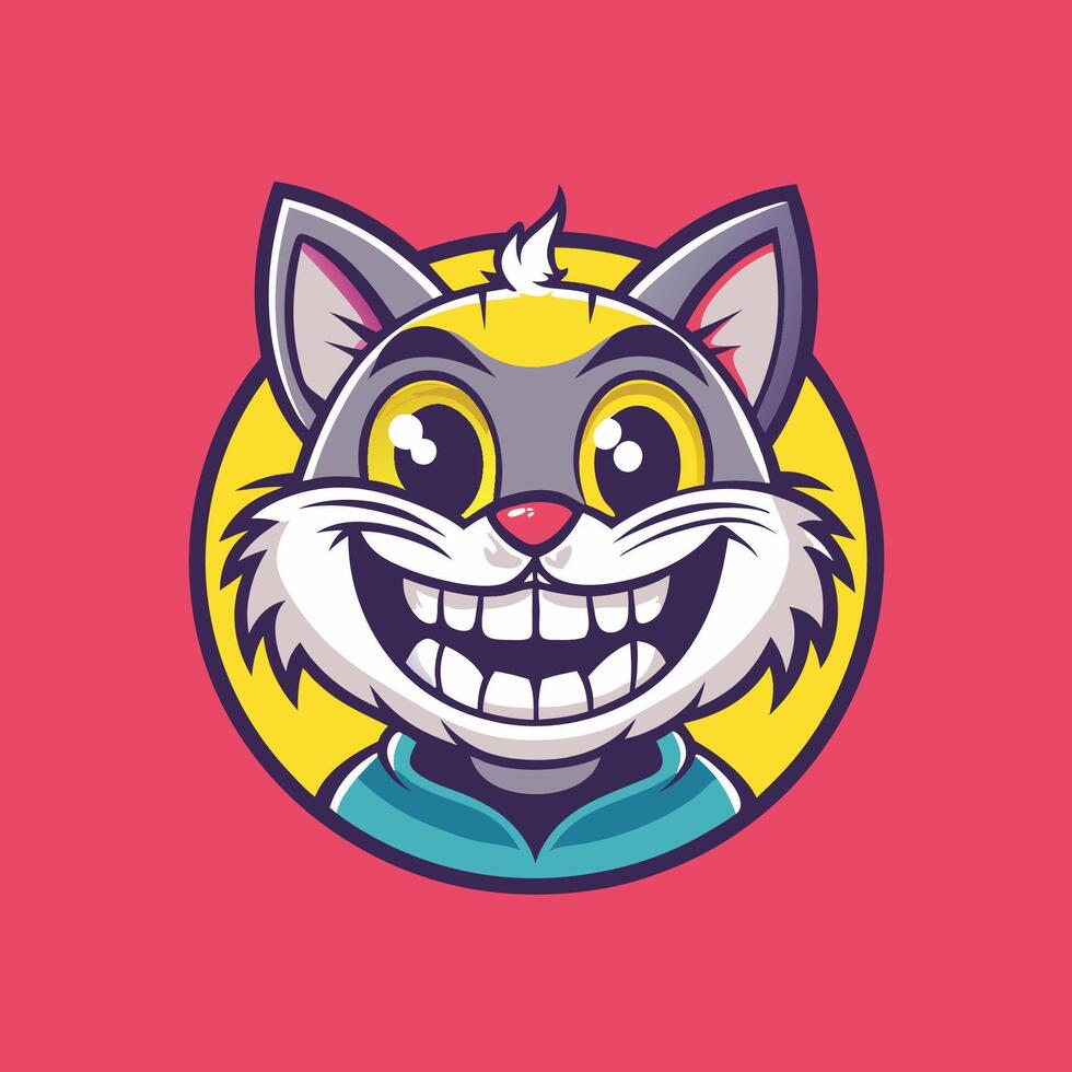 Cute and Cheerful Smiling Cat Mascot Character Sitting Posing Logo Mascot vector