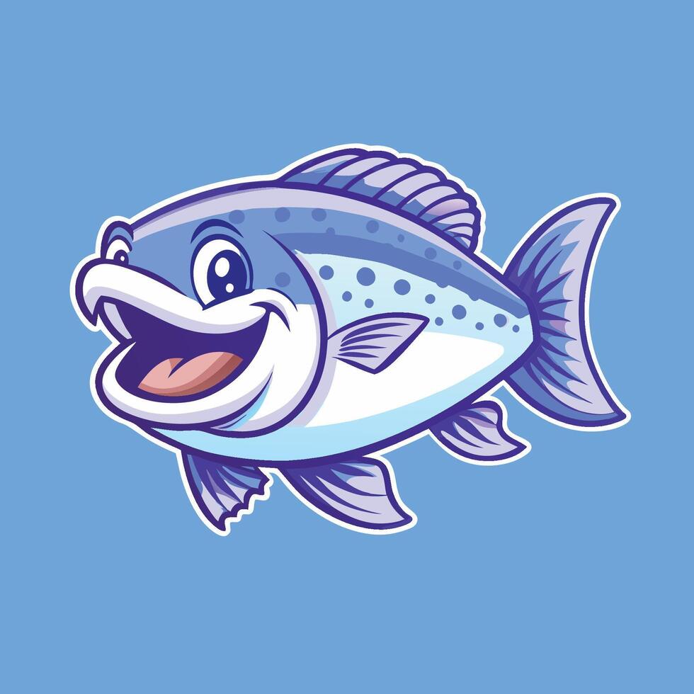 Cheerful Cartoon Trout Fish in Format vector