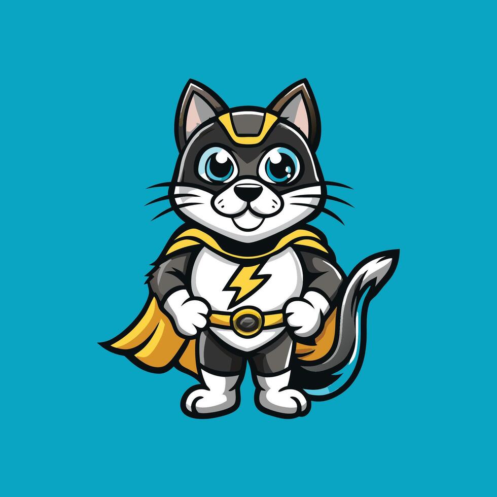 Super Hero Cat Logo Mascot Character Mighty and Adorable vector