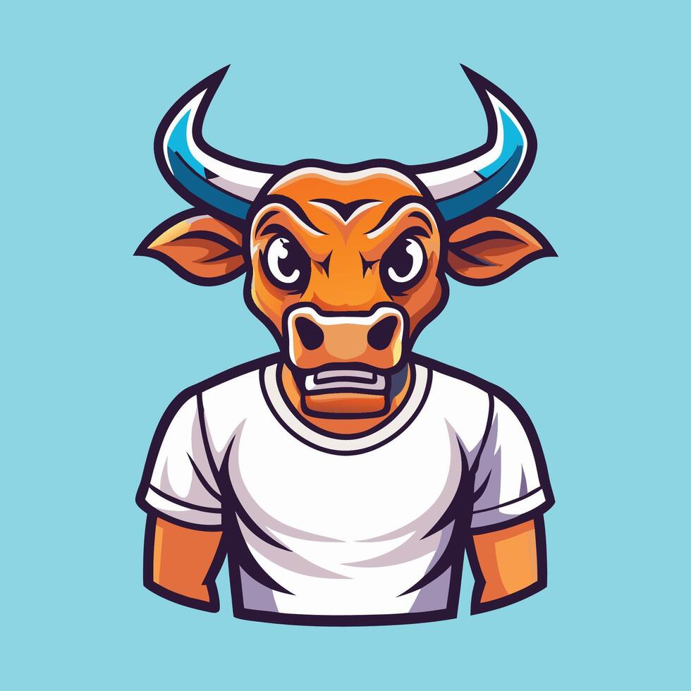 Intricate Illustration of a Cow Skull Head Mascot Design for T shirts on White Background vector