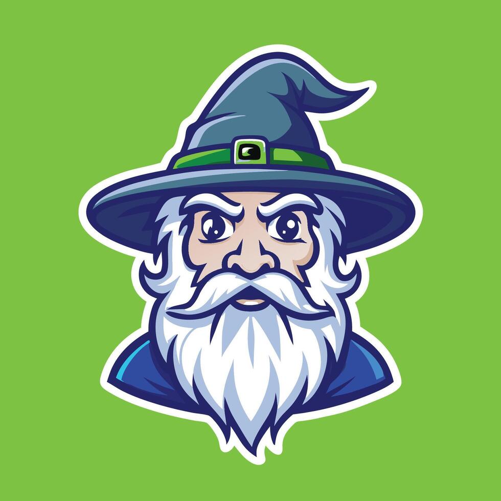 Charismatic Old Wizard Mascot Logo Character in a Shopping Cart vector