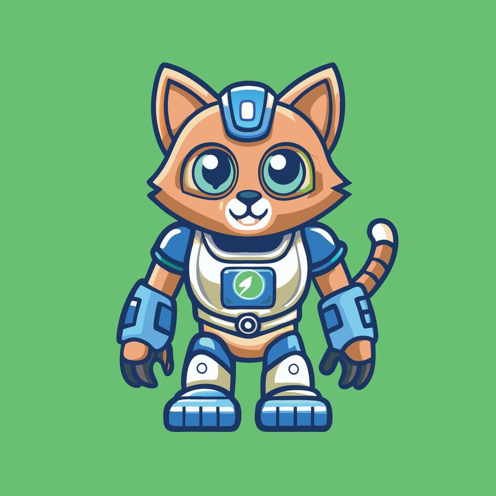 Futuristic Cat Mascot Character in Cartoon Style vector