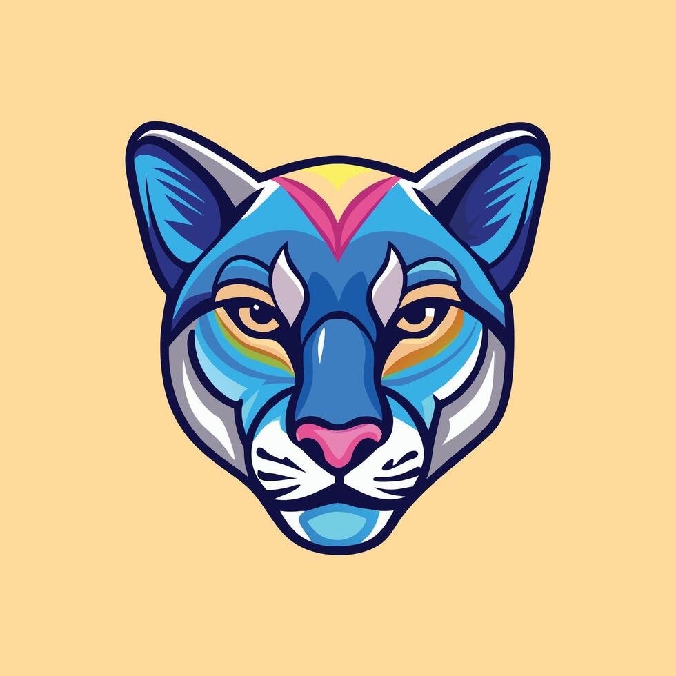 Abstract Multicolored Head of a Cougar with Pembroke Welsh Corgi Ears vector