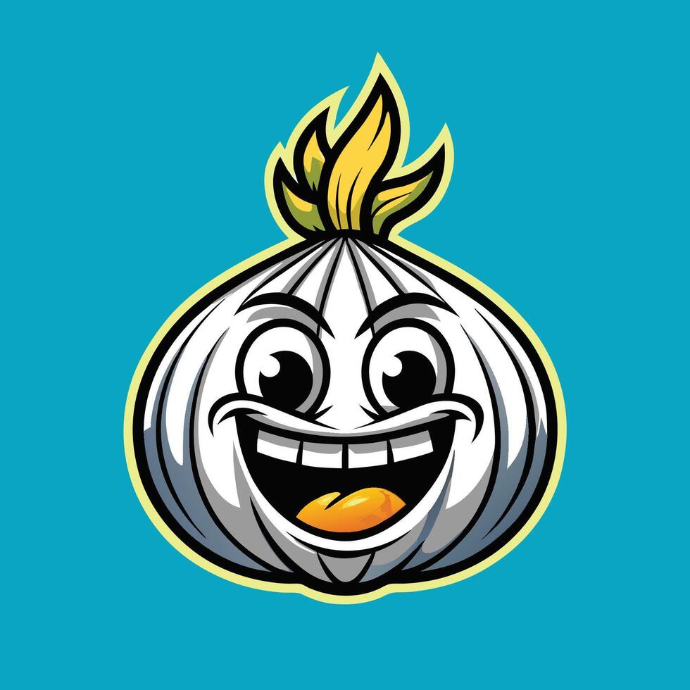 Cheeky Onion Mascot Cartoon Character with a Logo vector