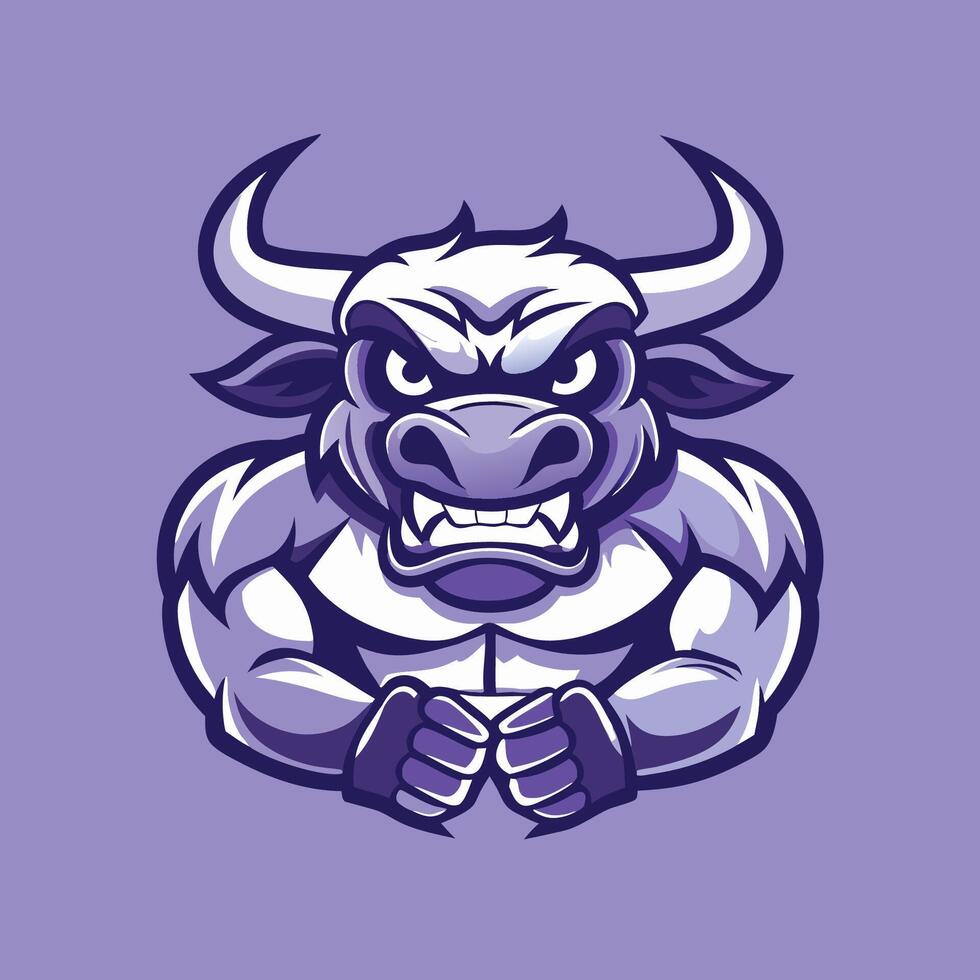 Fierce and Mighty Illustrated Mascot of an Angry Bull Logo vector