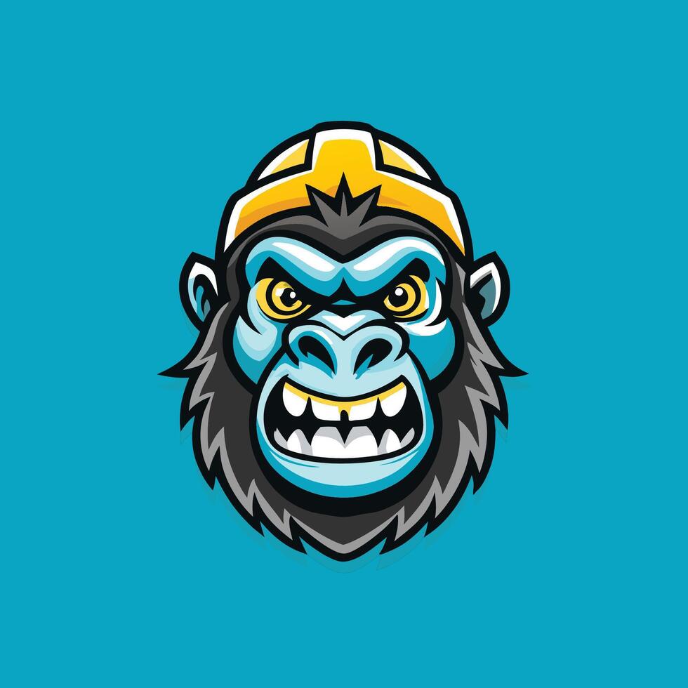 Cartoon Character Logo of a Muscular Gorilla Mascot with a Headgear vector