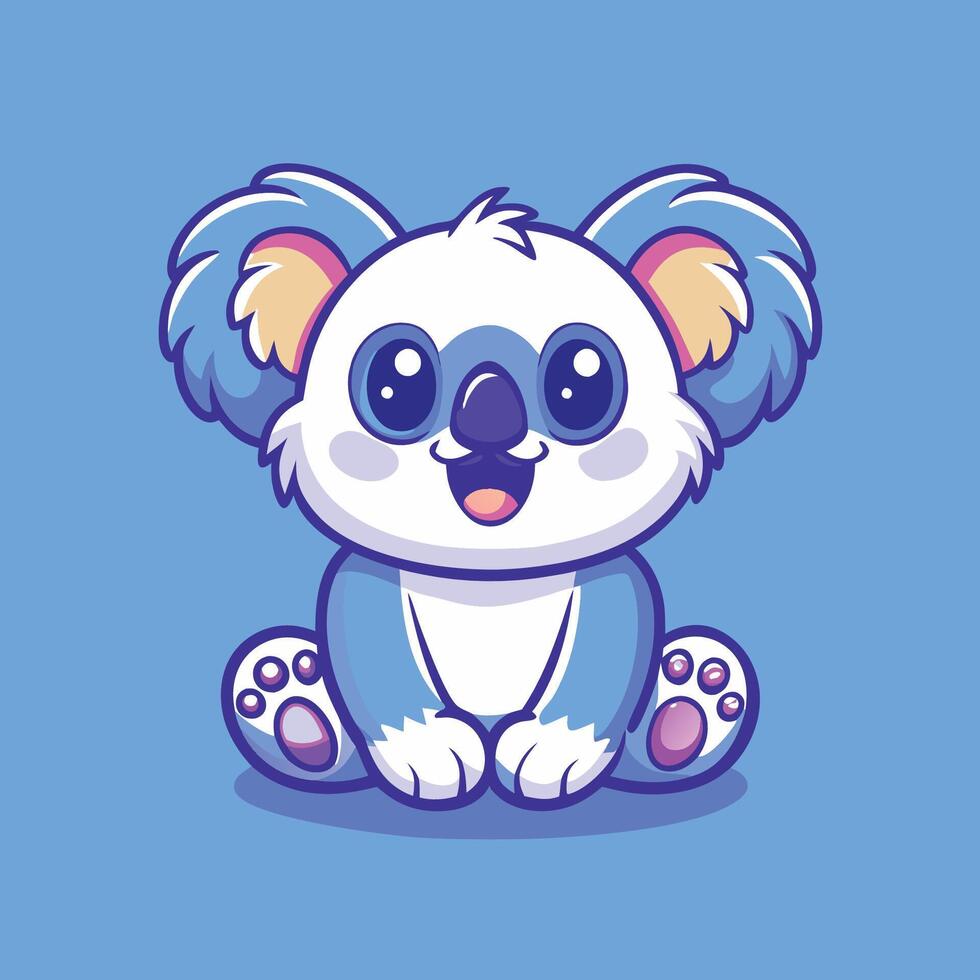 Adorable Koala Sits and Smiles in Cartoon Mascot Logo vector