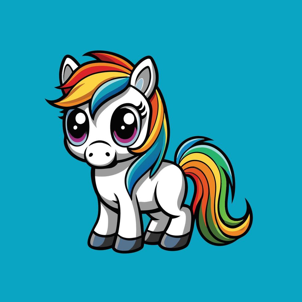 Colorful Rainbow Pony Character in Illustration for EPS 10 vector