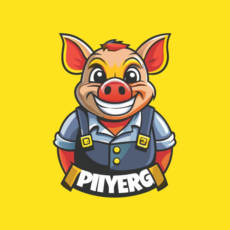 Cartoon Mascot Pig Illustration with Logo Style vector