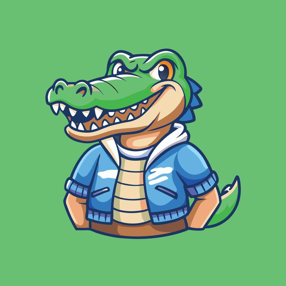 Cartoon Crocodile Mascot Character Illustration with Open Mouth vector