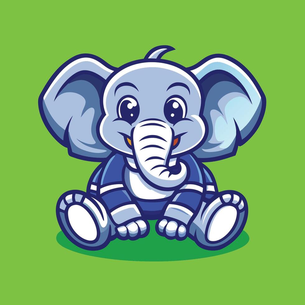 Cute and Friendly Elephant Mascot Character in a Shopping Cart Logo Design vector