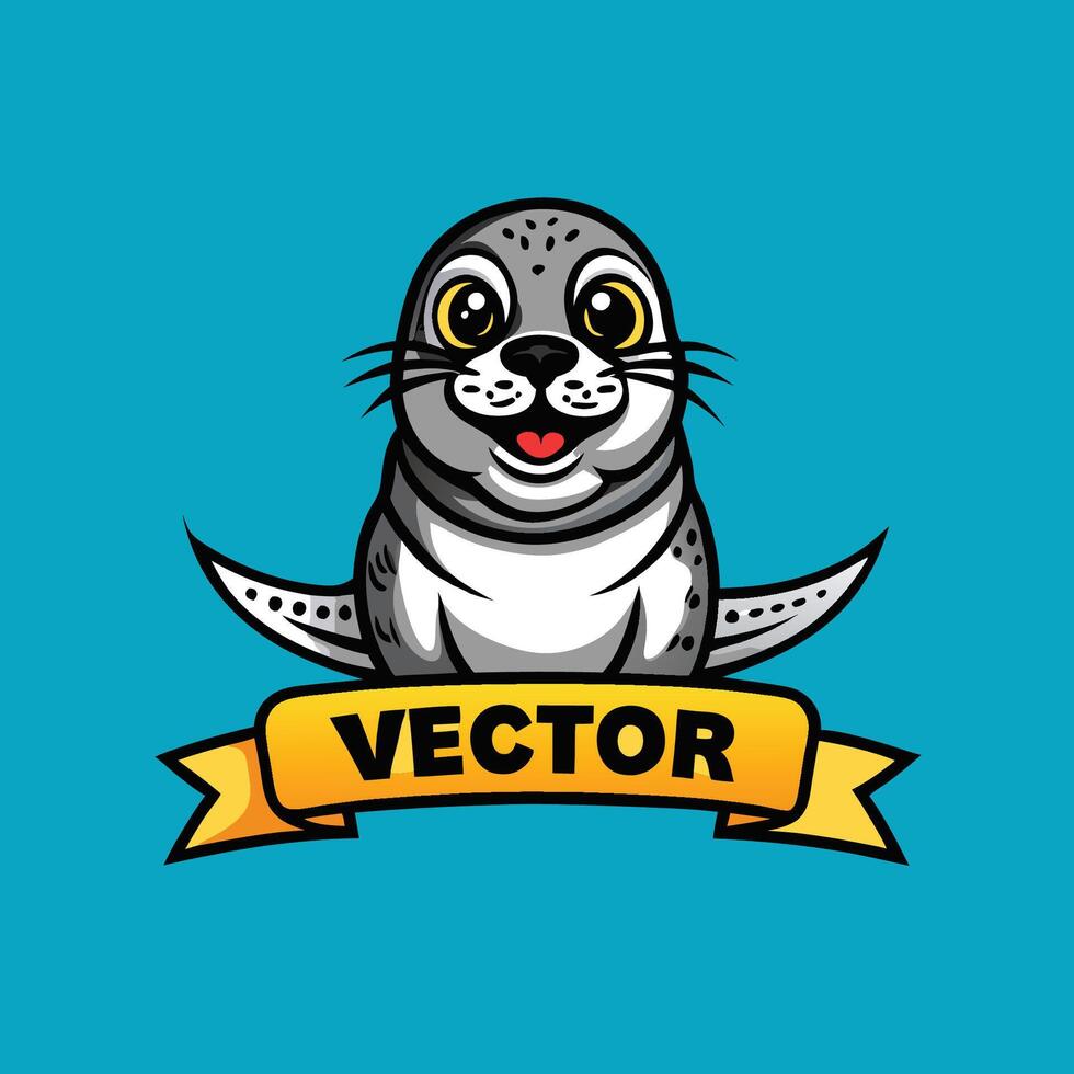 Minimalist Illustration of a Chatting Seal Mascot vector