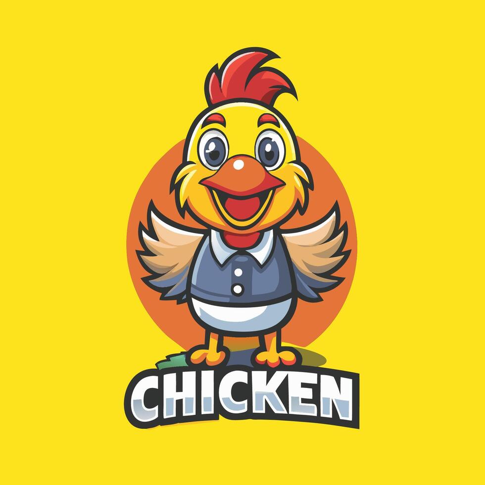 Cartoon Cute Chicken Mascot Character with Illustration vector