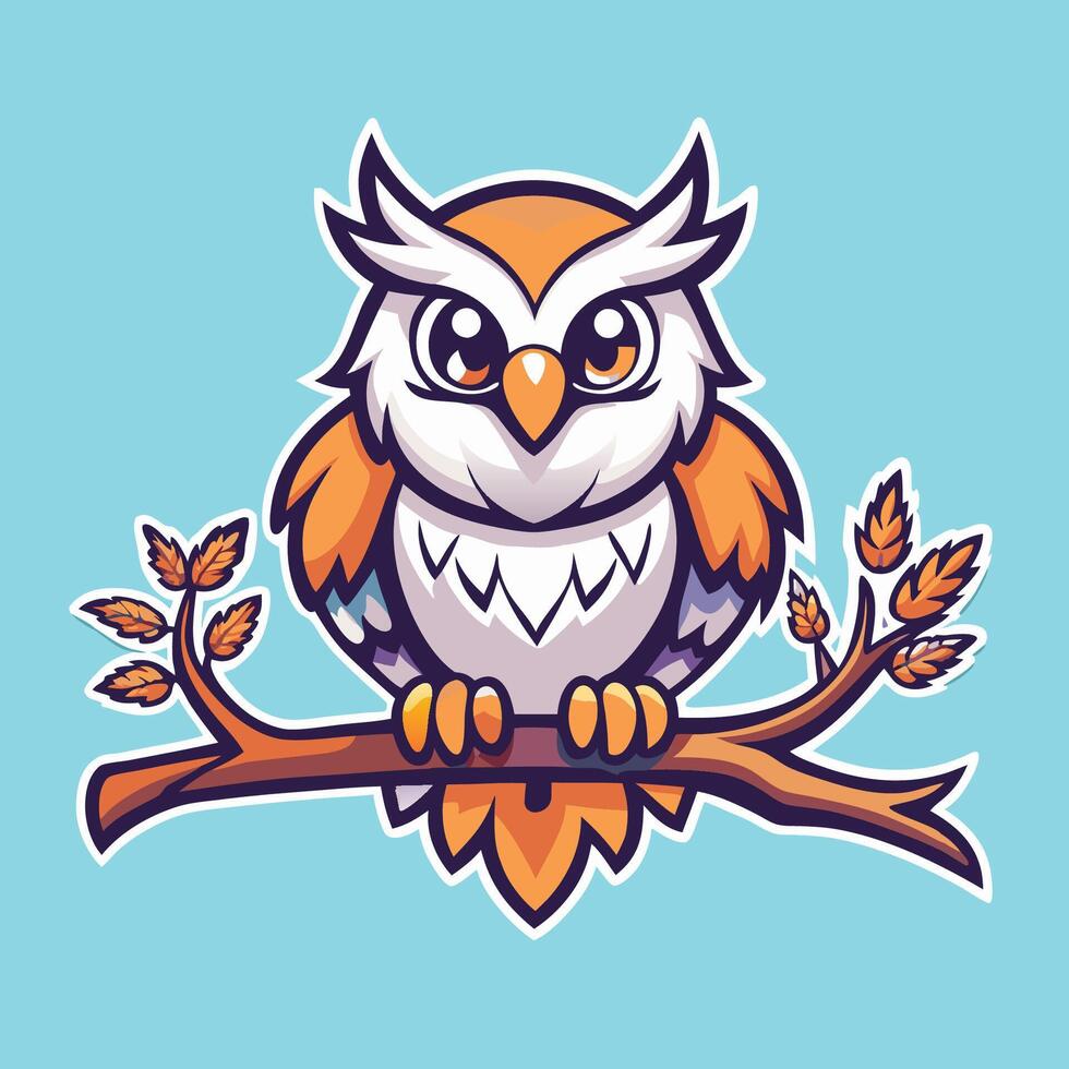 Charming Cartoonish Mascots of Birds Perched Gracefully on Tree Branches vector