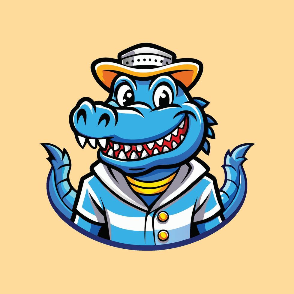 Anthropomorphic Crocodile Sailor in Uniform vector