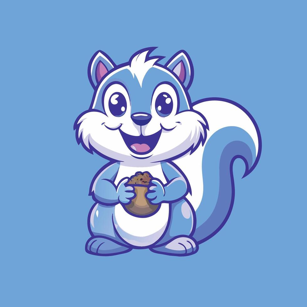 Cheerful Cartoon Squirrel Holding an Acorn Against a White Background vector