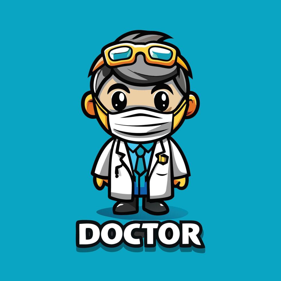 Adorable Mascots of Doctors in Masks with Stethoscopes vector