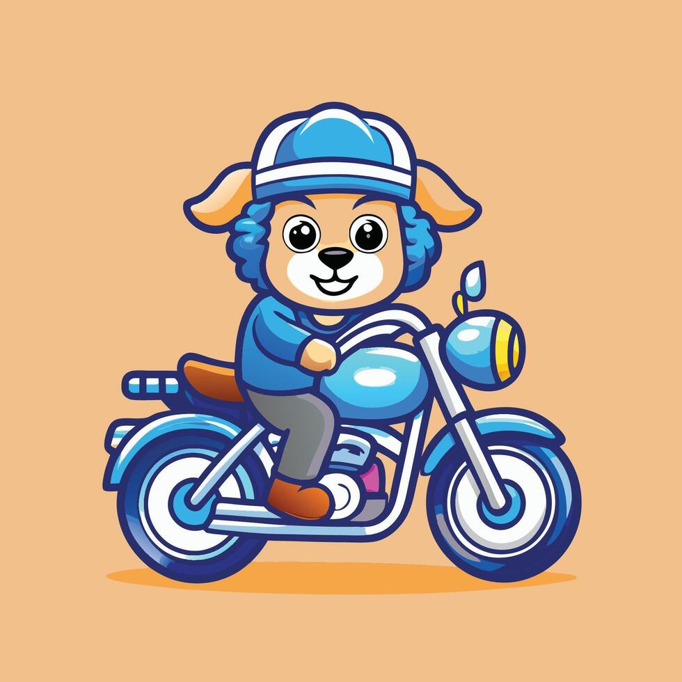 Adorable Sheep's Motorcycle Adventure A Cute and Whimsical Character Logo vector