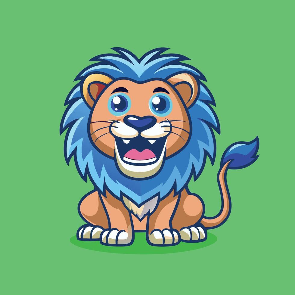 Cute Cartoon Lion Character with a Happy Expression and a Cheerful Pose vector